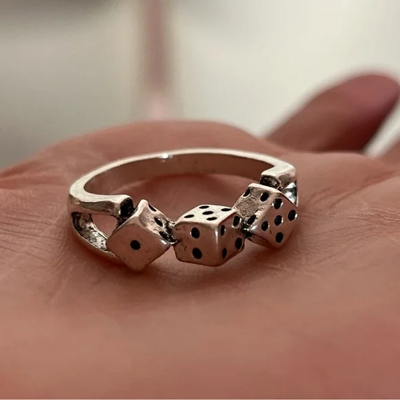 Vintage Retro Silver Dice Goth punk Disco Ring - Picture 1 of 16